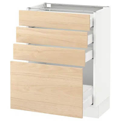 Ikea Sektion Base Cabinet With 4 Drawers, White Maximera/askersund Light Ash Effect, 24x15x30 "