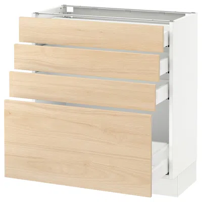 Ikea Sektion Base Cabinet With 4 Drawers, White Maximera/askersund Light Ash Effect, 30x15x30 "