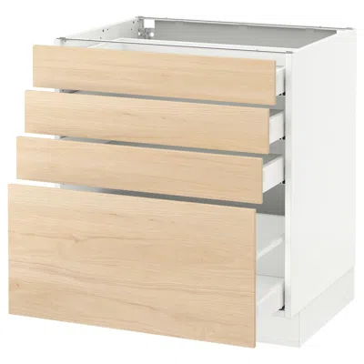 Ikea Sektion Base Cabinet With 4 Drawers, White Maximera/askersund Light Ash Effect, 30x24x30 "