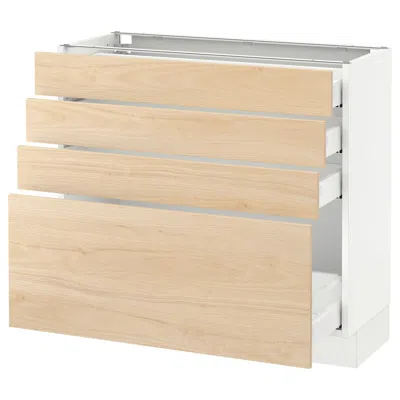 Ikea Sektion Base Cabinet With 4 Drawers, White Maximera/askersund Light Ash Effect, 36x15x30 " In Nude