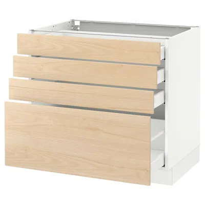 Ikea Sektion Base Cabinet With 4 Drawers, White Maximera/askersund Light Ash Effect, 36x24x30 "