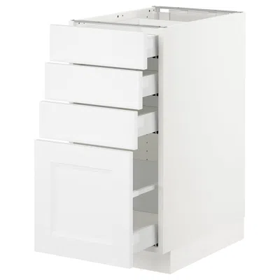 Ikea Sektion Base Cabinet With 4 Drawers, White Maximera/axstad Matte White, 15x24x30 "