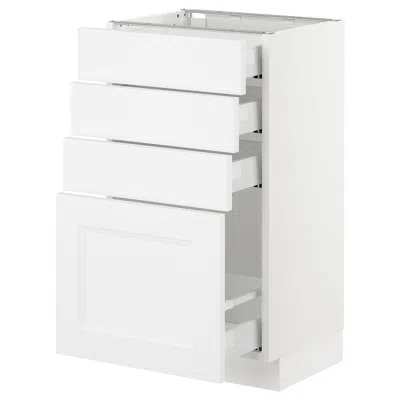Ikea Sektion Base Cabinet With 4 Drawers, White Maximera/axstad Matte White, 18x15x30 "