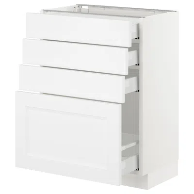 Ikea Sektion Base Cabinet With 4 Drawers, White Maximera/axstad Matte White, 24x15x30 "