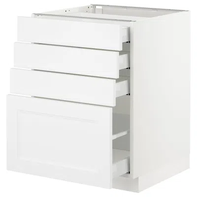 Ikea Sektion Base Cabinet With 4 Drawers, White Maximera/axstad Matte White, 24x24x30 "