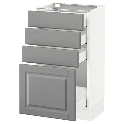 Ikea Sektion Base Cabinet With 4 Drawers, White Maximera/bodbyn Gray, 18x15x30 "