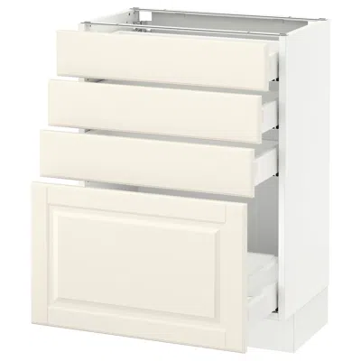 Ikea Sektion Base Cabinet With 4 Drawers, White Maximera/bodbyn Off-white, 24x15x30 "