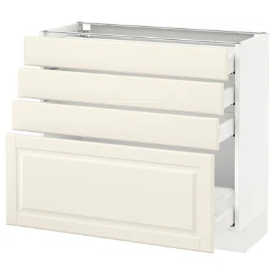 Ikea Sektion Base Cabinet With 4 Drawers, White Maximera/bodbyn Off-white, 36x15x30 "