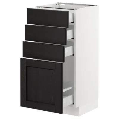 Ikea Sektion Base Cabinet With 4 Drawers, White Maximera/lerhyttan Black Stained, 15x15x30 "