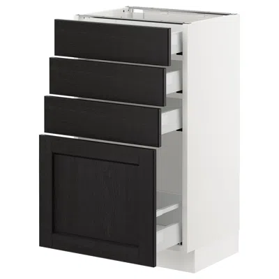 Ikea Sektion Base Cabinet With 4 Drawers, White Maximera/lerhyttan Black Stained, 18x15x30 "