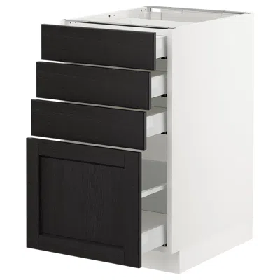 Ikea Sektion Base Cabinet With 4 Drawers, White Maximera/lerhyttan Black Stained, 18x24x30 "