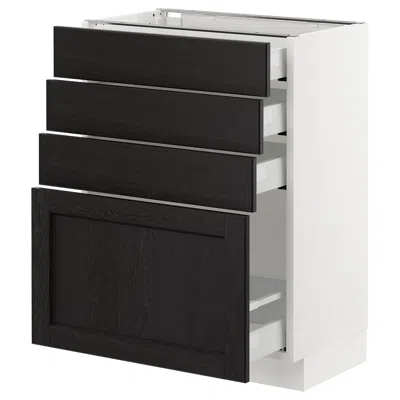 Ikea Sektion Base Cabinet With 4 Drawers, White Maximera/lerhyttan Black Stained, 24x15x30 "
