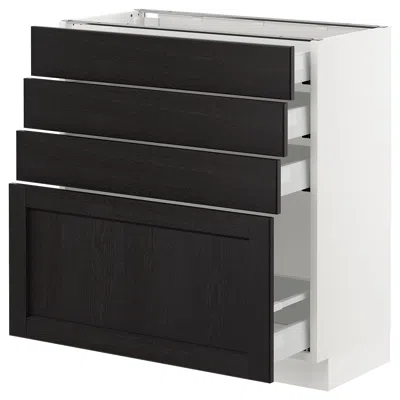 Ikea Sektion Base Cabinet With 4 Drawers, White Maximera/lerhyttan Black Stained, 30x15x30 "