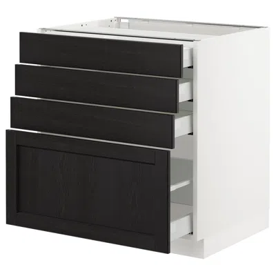 Ikea Sektion Base Cabinet With 4 Drawers, White Maximera/lerhyttan Black Stained, 30x24x30 "