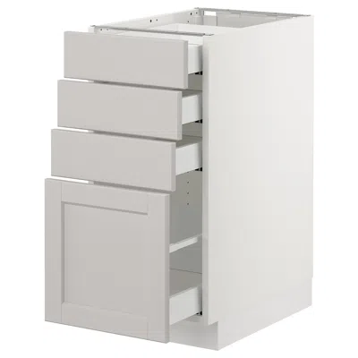 Ikea Sektion Base Cabinet With 4 Drawers, White Maximera/lerhyttan Light Gray, 15x24x30 "