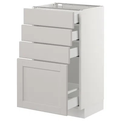 Ikea Sektion Base Cabinet With 4 Drawers, White Maximera/lerhyttan Light Gray, 18x15x30 "