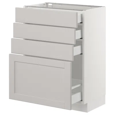 Ikea Sektion Base Cabinet With 4 Drawers, White Maximera/lerhyttan Light Gray, 24x15x30 "