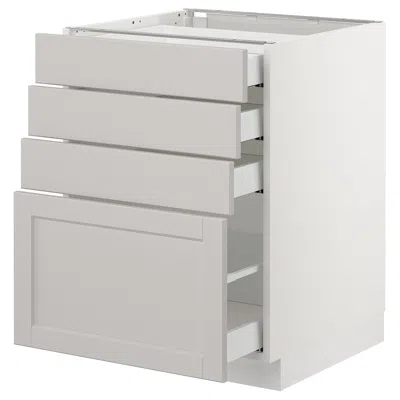 Ikea Sektion Base Cabinet With 4 Drawers, White Maximera/lerhyttan Light Gray, 24x24x30 "