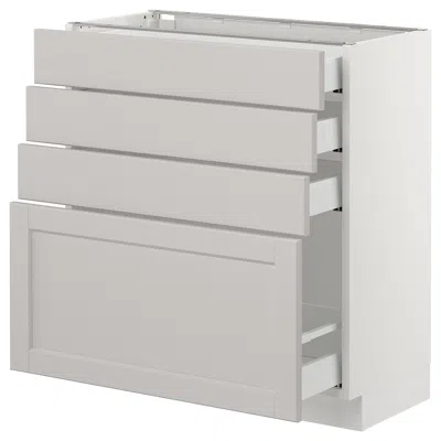 Ikea Sektion Base Cabinet With 4 Drawers, White Maximera/lerhyttan Light Gray, 30x15x30 "