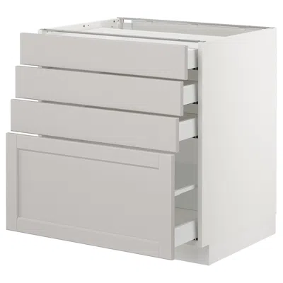 Ikea Sektion Base Cabinet With 4 Drawers, White Maximera/lerhyttan Light Gray, 30x24x30 "