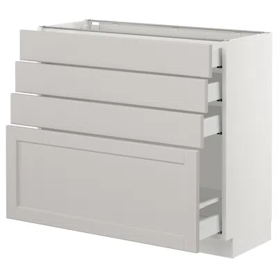 Ikea Sektion Base Cabinet With 4 Drawers, White Maximera/lerhyttan Light Gray, 36x15x30 "