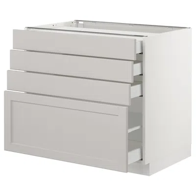 Ikea Sektion Base Cabinet With 4 Drawers, White Maximera/lerhyttan Light Gray, 36x24x30 "
