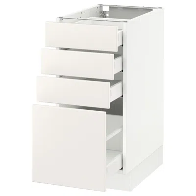 Ikea Sektion Base Cabinet With 4 Drawers, White Maximera/veddinge White, 15x24x30 "