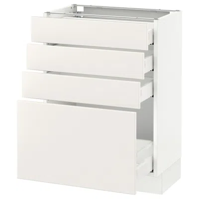 Ikea Sektion Base Cabinet With 4 Drawers, White Maximera/veddinge White, 24x15x30 "