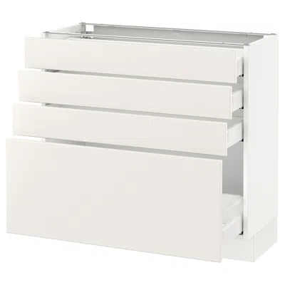 Ikea Sektion Base Cabinet With 4 Drawers, White Maximera/veddinge White, 36x15x30 "