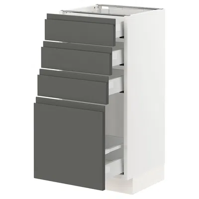 Ikea Sektion Base Cabinet With 4 Drawers, White Maximera/voxtorp Dark Gray, 15x15x30 "