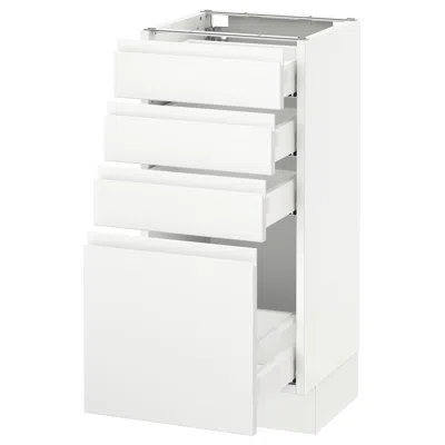 Ikea Sektion Base Cabinet With 4 Drawers, White Maximera/voxtorp Matte White, 15x15x30 "