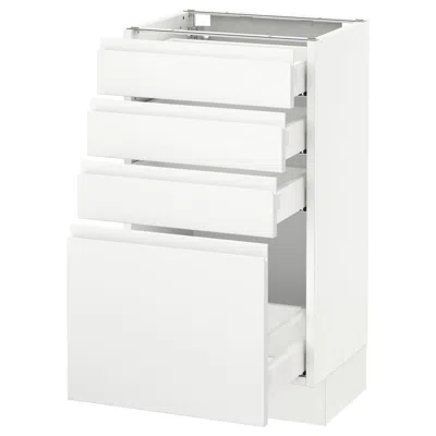 Ikea Sektion Base Cabinet With 4 Drawers, White Maximera/voxtorp Matte White, 18x15x30 "