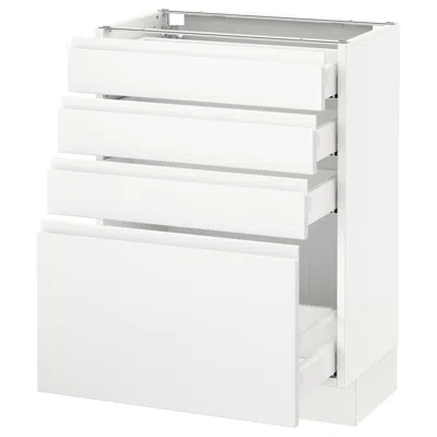 Ikea Sektion Base Cabinet With 4 Drawers, White Maximera/voxtorp Matte White, 24x15x30 "