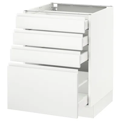 Ikea Sektion Base Cabinet With 4 Drawers, White Maximera/voxtorp Matte White, 24x24x30 "