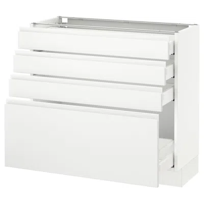 Ikea Sektion Base Cabinet With 4 Drawers, White Maximera/voxtorp Matte White, 36x15x30 "