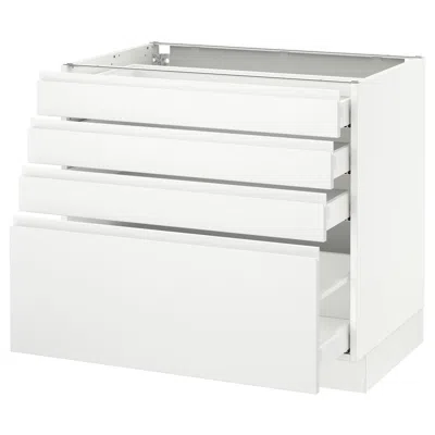 Ikea Sektion Base Cabinet With 4 Drawers, White Maximera/voxtorp Matte White, 36x24x30 "