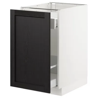 Ikea Sektion Base Cabinet With Pull-out Storage, White Maximera/lerhyttan Black Stained, 18x24x30 "