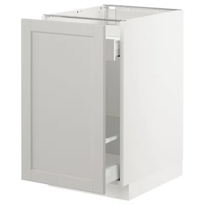Ikea Sektion Base Cabinet With Pull-out Storage, White Maximera/lerhyttan Light Gray, 18x24x30 "