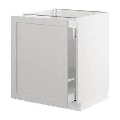 Ikea Sektion Base Cabinet With Pull-out Storage, White Maximera/lerhyttan Light Gray, 24x24x30 "