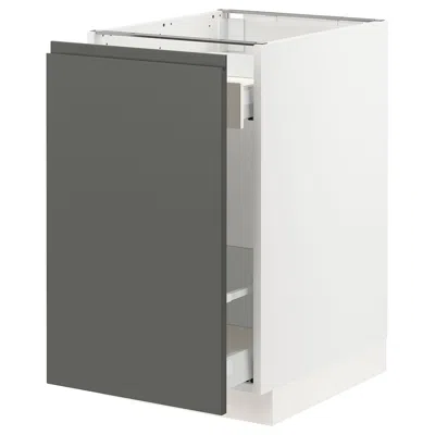 Ikea Sektion Base Cabinet With Pull-out Storage, White Maximera/voxtorp Dark Gray, 18x24x30 "
