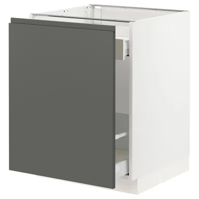 Ikea Sektion Base Cabinet With Pull-out Storage, White Maximera/voxtorp Dark Gray, 24x24x30 "