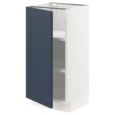 Ikea Sektion Base Cabinet With Shelves, White Axstad/matte Blue, 15x15x30 "