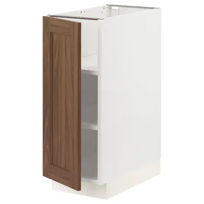 Ikea Sektion Base Cabinet With Shelves, White Enköping/brown Walnut Effect, 12x24x30 "