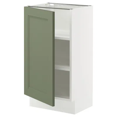 Ikea Sektion Base Cabinet With Shelves, White/axstad Gray-green, 18x15x30 "