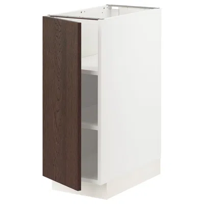 Ikea Sektion Base Cabinet With Shelves, White/sinarp Brown, 12x24x30 "