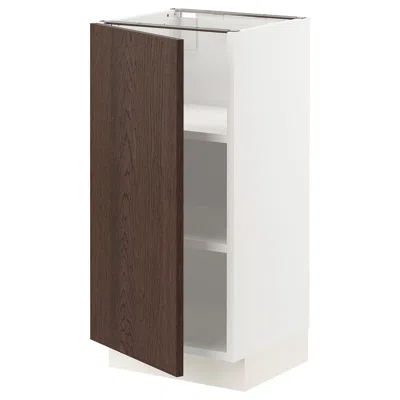 Ikea Sektion Base Cabinet With Shelves, White/sinarp Brown, 15x15x30 "