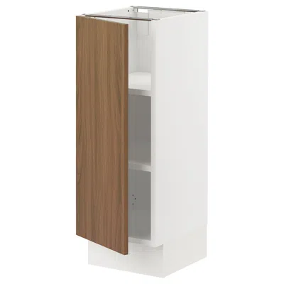 Ikea Sektion Base Cabinet With Shelves, White/tistorp Brown Walnut Effect, 12x15x30 "