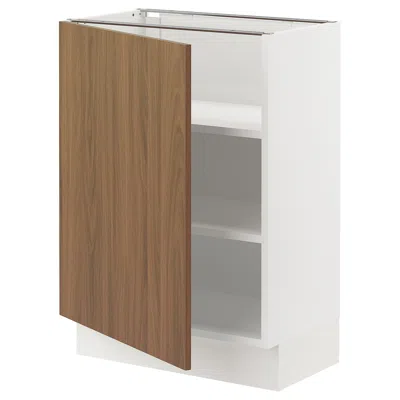Ikea Sektion Base Cabinet With Shelves, White/tistorp Brown Walnut Effect, 24x15x30 "