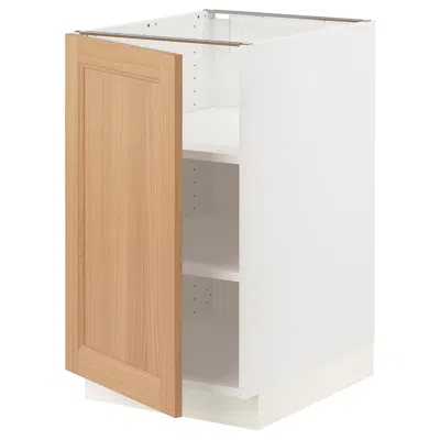 Ikea Sektion Base Cabinet With Shelves, White/vedhamn Oak, 18x24x30 " In Brown