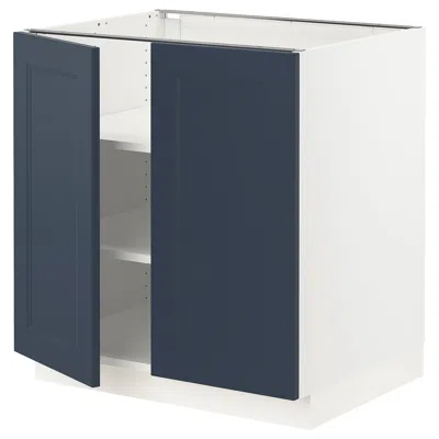 Ikea Sektion Base Cabinet With Shelves/2 Doors, White Axstad/matte Blue, 30x24x30 "
